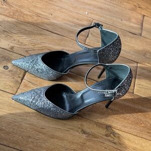 IRO Shimmering Silver and Black Heels